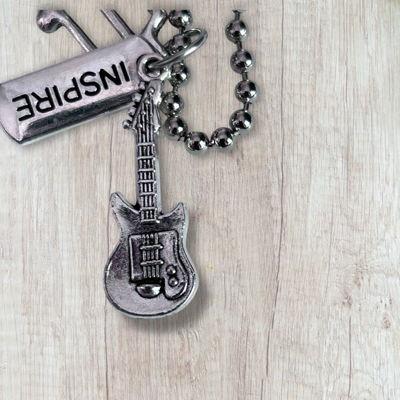Hand Crafted Necklace INSPIRE Dog Tag Charms Guitar Musical Note Tibetan Pendant - Picture 3 of 6